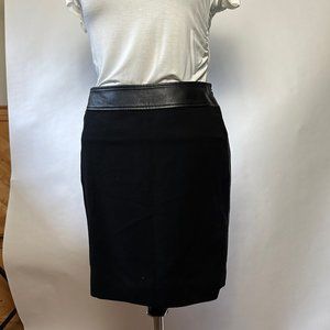 Leather trim skirt - wool shell